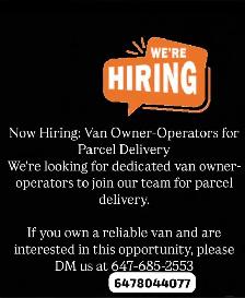 Hiring Van owner operator for Parcel delivery