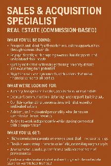 Real Estate Sales/Acquistion Specialist