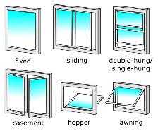 Window installation: Casement, awning and sliders.