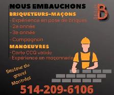 Postes disponibles Maçonnerie Bélisle