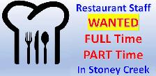 Restaurant Staff Needed - Server, dishwasher, supervisor