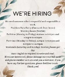 (Data entry clerk) working from home.