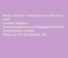 Hiring in Brampton (Drivers and Office help)