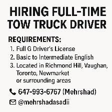 Hiring Full-Time Tow Truck Driver