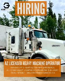 HIRING AZ Driver/Heavy Machine Operator