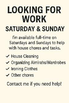 looking for weekend job