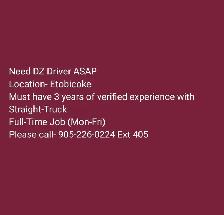 DZ DRIVER- ETOBICOKE, ON