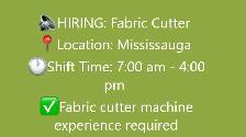 HIRING: FABRIC CUTTER
