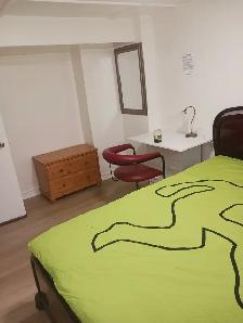 A brand new private day room with a queen-size bed