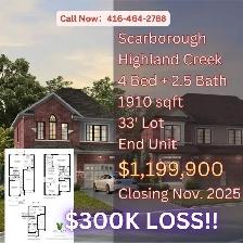 Highland Creek Detached Home Assignment – Rare Corner Lot!
