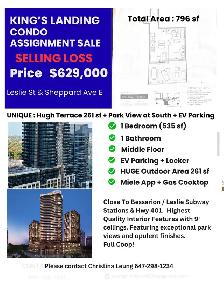 SELLING LOSS ASSIGNMENT IN KING's LANDING - UNIQUE UNIT 796 sf