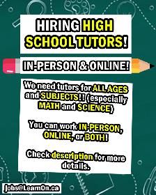 Looking for HIGH SCHOOL TUTORS!