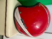 Vintage Ski-Doo Formula Plus red metal flake open face helmet .