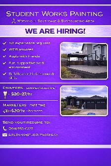 HIRING PAINTERS, MARKETERS, &  PRESSURE WASHER