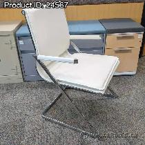 White Leather Guest Chair w/ Chrome Frame