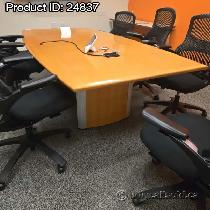 Sugar Maple Boat Shaped Boardroom Table w/ Grommets 96' x 48'