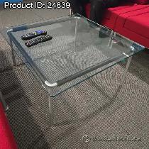 Clear Glass Square Coffee Table w/ Chrome Legs 32' x 32'