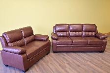 New Brown Leather Sofa & Love Seat (in boxes). Free delivery