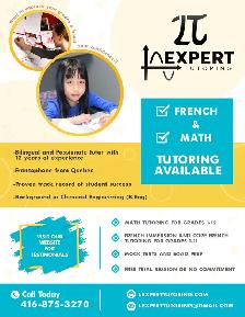 Math & French Tutoring – 416-875-3270