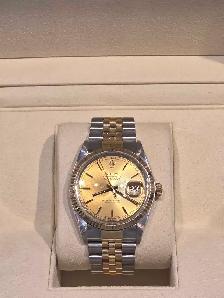 rolex date just 36mm 18k two tone