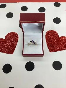 bague en or avec fleurs bleues - Photo 2