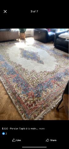 KERMAN ROYALE TAPIS PERSAN SUPERBE RARE SEMI ANTIQUE9'X12'PROPRE
