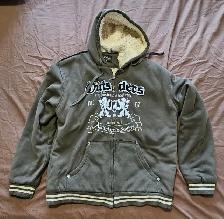 BRAND NEW Men's Zip Up FUR Hoodie (XL - Green)