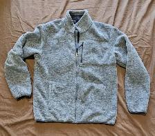 BRAND NEW Men's Zip Up Fleece Jacket with 1 CAP (Large - Grey)