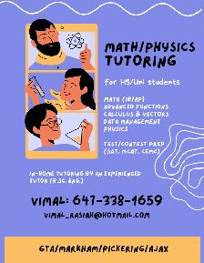 Math & Physics Tutoring for High School and University Students