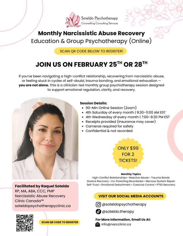 February 2026 - Narcissistic Abuse Recovery Group Therapy