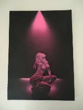 Blacklight, black light neon pink 3D Art picture