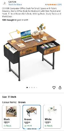 CAIYUN Compact Computer Desk with Fabric Drawers - Photo 8