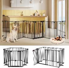 AGESISI Extra-Wide Folding Metal Pet Gate with Door