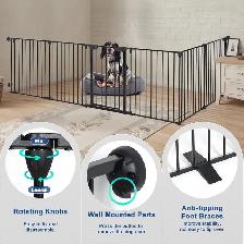 AGESISI Extra-Wide Folding Metal Pet Gate with Door - Photo 5