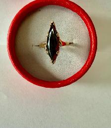 Women's 14K Gold Ring w Alaskan Black Diamond (Hematite) Size 6