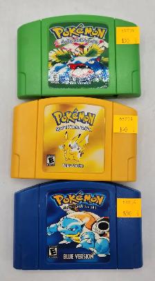 Nintendo Gameboy Pokemon Green, Yellow, Blue N64 Ports