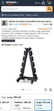 LIONSCOOL A-Frame Dumbbell Rack with Wheels - Photo 8