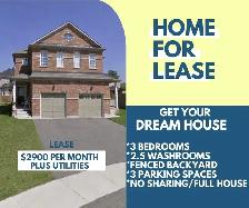 WHOLE HOUSE FOR LEASE BRAMPTON SEMI DETACHED