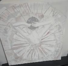 Ballerina painting in pink and grey $15