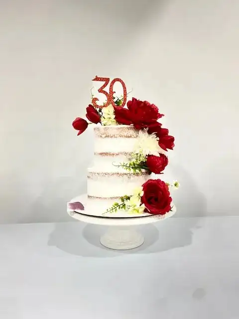 Seminaked cake idea with flowers 20-25 servings