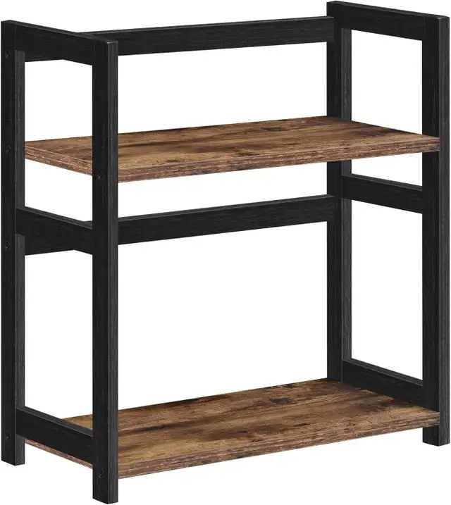 SONGMICS 2-Tier Spice Rack – Rustic Brown & Black