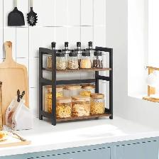 SONGMICS 2-Tier Spice Rack – Rustic Brown & Black - Photo 2