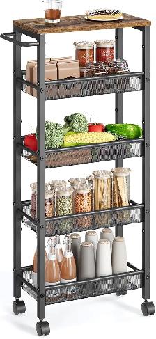 VASAGLE 5-Tier Slim Rolling Storage Cart