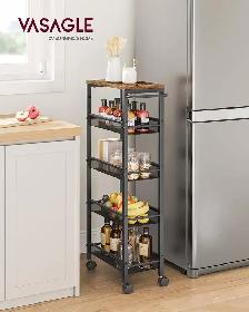VASAGLE 5-Tier Slim Rolling Storage Cart - Photo 2