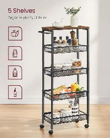VASAGLE 5-Tier Slim Rolling Storage Cart - Photo 4