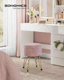 SONGMICS Velvet Storage Ottoman Stool – Jelly Pink - Photo 2