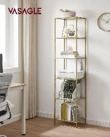 VASAGLE 6-Tier Tempered Glass Shelf – Pale Gold - Photo 2
