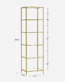 VASAGLE 6-Tier Tempered Glass Shelf – Pale Gold - Photo 3