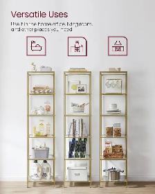 VASAGLE 6-Tier Tempered Glass Shelf – Pale Gold - Photo 5