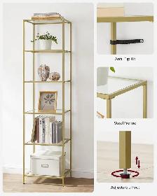 VASAGLE 6-Tier Tempered Glass Shelf – Pale Gold - Photo 8